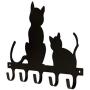 VORCOOL Black Cat Iron Wall Mount Hook Metal Wall Door Mounted Hook Hanger Hat Coat Clothes Hangers Storage Rack Key Holder (Large Size)