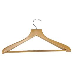 Pillowtex Deluxe Wood Suit Clothes Closet Hangers w/Bar - Set of 10 Natural Finish Hangers