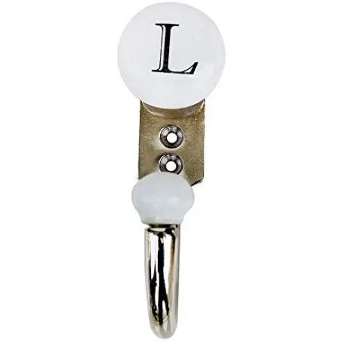 Indianshelf Handmade 1 Artistic L Alphabet Vintage White Ceramic Flat Clothes Hooks Hangers/Utlility Hooks Indianshelf Handmade 1 Artistic L Alphabet Vintage White Ceramic Flat Clothes Hooks Hangers/Utlility Hooks