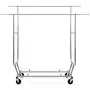 Hommoo Clothing Hanger Garment Rack Heavy Duty Steel Double Rod Adjustable Garment Rack Rolling Clothes Organizer Hanger on Wheels,Silver