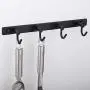 Mellewell Hook Rail Rack Wall Hanger with 4 Hooks Stainless Steel, Flat Black, 8012H4-B