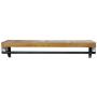 Wall Mounted Wood & Metal Floating Shelf w/Garment Hanger Rod, Decorative Retail Clothing Rack, Brown