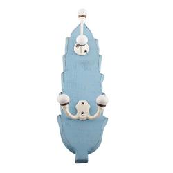 Indianshelf Handmade 2 Artistic Vintage Turquoise Wooden Double Loop Clothes Hooks Hangers/Key Hooks for Purse