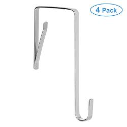 Anytin Over The Door Hook Adjustable 4 Pack Fitting The Doors from 1.38 inch to 1.77 inch Thick in Width - Sturdy Metal Over Door Hanger for Hanging Clothes, Towels, Coats
