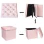 B FSOBEIIALEO Storage Ottoman Cube, Velvet Tufted Folding Ottomans with Lid, Footstool Rest Padded Seat for Bedroom (Pink, Medium)