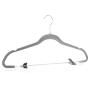 Raymond Waites Velvet Thin Non-Slip Clip Hangers - Set of 6 Space Saving Clothing Hangers with Clips, Durable Flocked Hangers, Skirt Hangers (Light Grey)