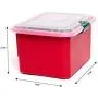 HOMZ Container with 4 Cord Wraps, Base and Clear Lid, Set of 4 Plastic Holiday Light Storage Box, 4 Pack, Red, Green