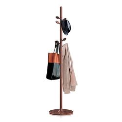 DNSJB Wooden Coat Rack Stand Floor Standing Tree Clothes Hat Hanger Stand with 7 Hooks 360° Rotation Height Adjustable, Height 68.9 in 3 Colors (Color : Walnut)