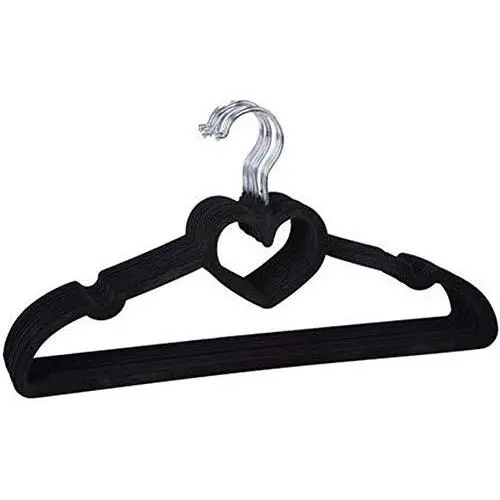 elegantstunning 10Pcs Loving Heart Flocking Clothes Hanger for Bedroom Storage Black elegantstunning 10Pcs Loving Heart Flocking Clothes Hanger for Bedroom Storage Black