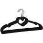 elegantstunning 10Pcs Loving Heart Flocking Clothes Hanger for Bedroom Storage Black