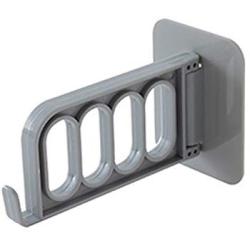 shlutesoy Home Wall Mount Self-Adhesive Foldable Clothes Hanger Organizer Rack Hook Holder - Grey