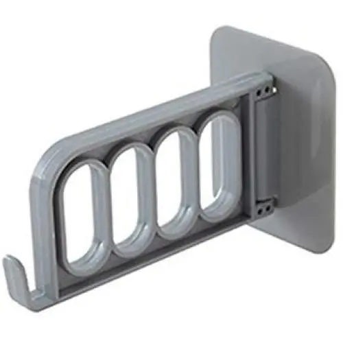 shlutesoy Home Wall Mount Self-Adhesive Foldable Clothes Hanger Organizer Rack Hook Holder - Grey