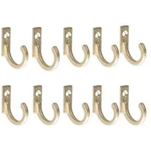 10PCS Single Prong Hook Mini Size Wall Mounted Retro Cloth Hanger for Coats Hats Towels Keys,Golden