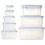 Casual Haus BPA Free Food Storage Containers Clear Plastic Square Leak Proof Airtight Food Storage Containers With Lids 16 Piece Set (Light Blue)