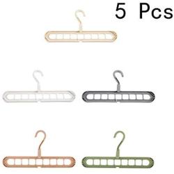 Vosarea 9 Holes Clothes Hanger Plastic Clothing Storage Racks Wardrobe Coat Hook Holder 5pcs