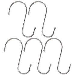 uxcell Stainless Steel S Shaped Kitchen Pot Pan Clothes Hanger Hook 9.5cm Long 5 PCS