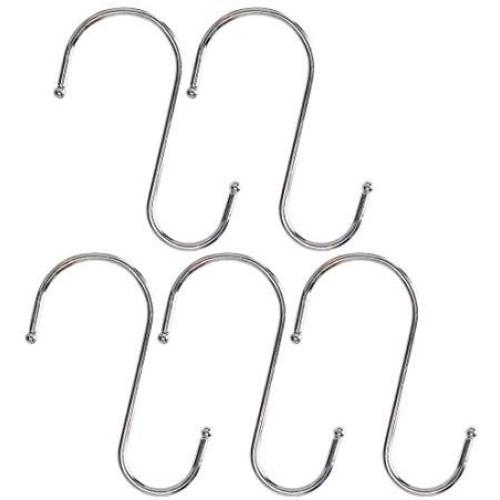 uxcell Stainless Steel S Shaped Kitchen Pot Pan Clothes Hanger Hook 9.5cm Long 5 PCS