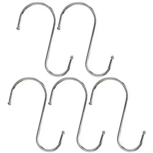 uxcell Stainless Steel S Shaped Kitchen Pot Pan Clothes Hanger Hook 9.5cm Long 5 PCS uxcell Stainless Steel S Shaped Kitchen Pot Pan Clothes Hanger Hook 9.5cm Long 5 PCS