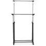 Heize best price Double Bar Adjustable Garment Rack Rolling Clothes Hanger with Shoe Rack Portable (U.S. Stock)