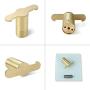WOWOW Towel Hook Brushed Gold Bathroom Double Robe Hooks SS 304 Stainless Steel Hooks Bath Kitchen Hand Towel Holder Coat Hat Door Hanger Wall Mount Rack