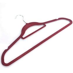 Home 10pcs Plastic Flocking Clothes Hangers with Rail Clothing Organizer