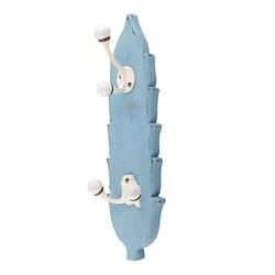 Indianshelf Handmade 2 Artistic Vintage Turquoise Wooden Double Loop Clothes Hooks Hangers/Key Hooks for Purse