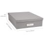 Bigso Oskar Fiberboard Label Frame Document Letter Box, 3.3 x 10.2 x 13.8 in, Grey