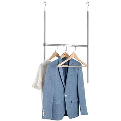 Bextsware Adjustable Durable Closet Hanger Rod, Over The Door Clothes Garment Organizer Rack,Chrome Bextsware Adjustable Durable Closet Hanger Rod, Over The Door Clothes Garment Organizer Rack,Chrome