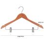 5pcs 44cm Wooden Suit Hangers with Polished Clips and Hooks, Natural Wood, Wooden Clothes Hangers