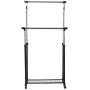 Double Rail Adjustable Garment Rack Rolling Clothes Hanger w/Shoe Rack Portable