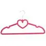 Mongjim 10pcs 42x23x0.5cm Heart Style Plastic Flocking Clothes Hangers Rose Red