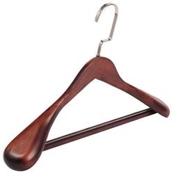 CHAONAO Wood Hangers Extra Wide Shoulder Durable Men and Women Clothes Hanger for Suit, Coat, Jacket, Pack of 5,Brown,40x5.5cm