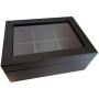 Wooden Tea Boxes Organizer Storage Chest - Matte Black With Removable Compartments
