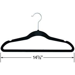 Premium Quality Thin Velvet Petite Hangers - 50 Pack - Black - Heavy Duty Non Slip Black Suit Hangers Swivel Ultra Thin