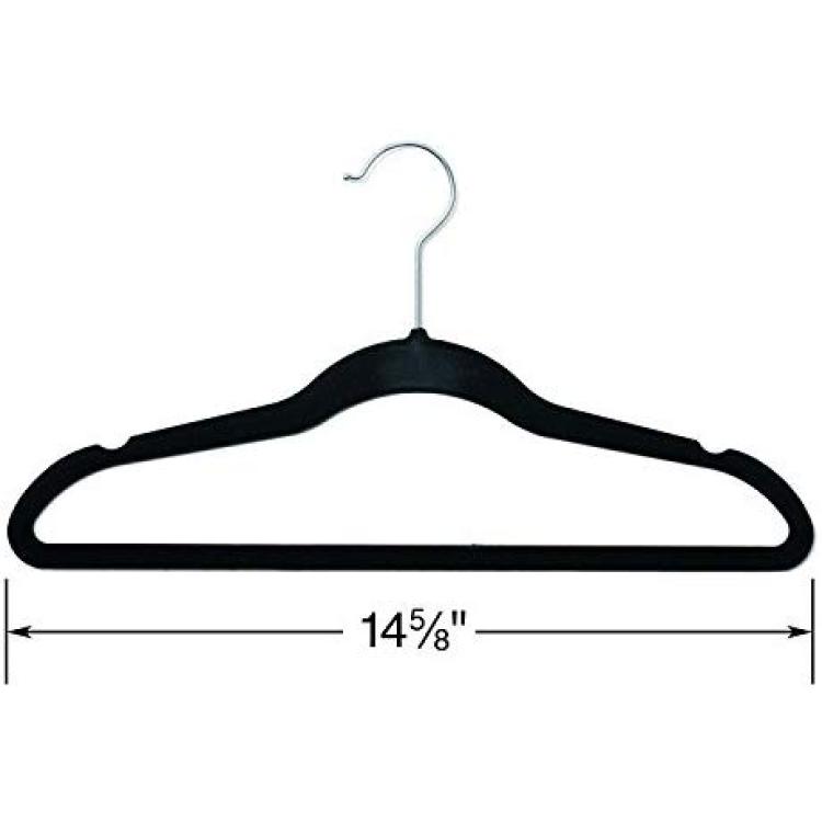 140 Pack Black Velvet Hangers 17.5 Non-Slip Clothes Hangers /w Chrome Hook