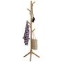 Ellymi Sturdy Iron Art Coat Rack, Hat Jacket Stand Tree Holder Hanger Wood Color Triangle Base Entryway Hall Tree Coat Tree for Hat Clothes Purse Scarves Handbags 50x50x175cm Simple Clothes Rack