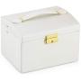 RR ROUND RICH DESIGN Jewelry Boxes - Multifunctional Portable Travel Jewelry Storage Case with 2 Drawers Top Mirror and Metal Lock - White