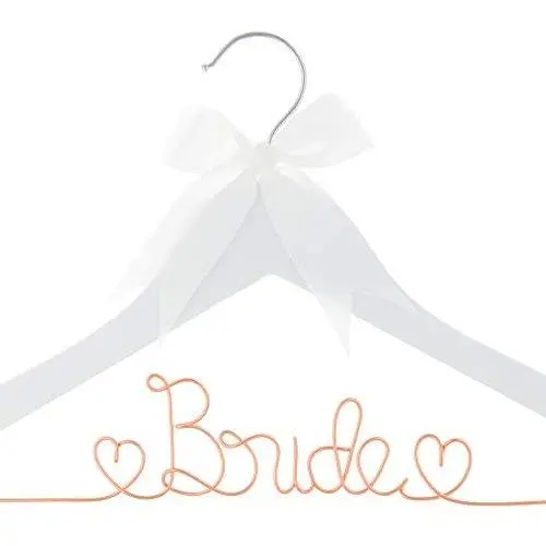 Ella Celebration Bride to Be Wedding Dress Hanger Wooden and Wire Hangers for Brides Gowns, Dresses (White with Rose Gold Wire) Ella Celebration Bride to Be Wedding Dress Hanger Wooden and Wire Hangers for Brides Gowns, Dresses (White with Rose Gold Wire)