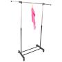 AOOLIVE Adjustable Rolling Clothes Rack Single-Bar Rail Hanging Garment Hanger Wheeled