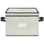 Chapman & Grand Plate Storage Chests (2-Piece Set), Dinnerware Protective Container Boxes for Dinner, Salad or Dessert Plates (Light Beige-Navy)