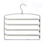 Sunblo Clothes Pants Hangers 2 Pack, Multi Layers Metal Pant Slack Hangers, Non-Slip Foam Padded Closet Storage Organizer for Pants Jeans Trousers Skirts Scarf (Grey)