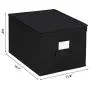 SONGMICS Set of 3 Foldable Storage Boxes with Lids, Fabric Cubes with Label Holders, Storage Bins Organiser, 11.8 x 15.7 x 9.8 Inches, Black URLB40H