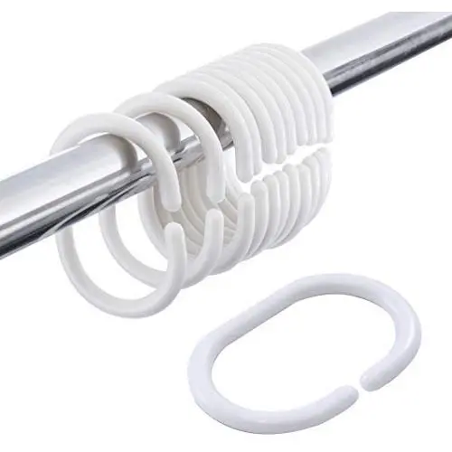 L-BOST Plastic Shower Curtain Rings Curtain C Rings Hooks Hanger Bath Drape Loop Clip Glide, Pack of 36 (White) L-BOST Plastic Shower Curtain Rings Curtain C Rings Hooks Hanger Bath Drape Loop Clip Glide, Pack of 36 (White)