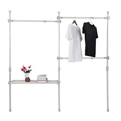 Cocoarm Clothes Drying Rack,Multifunctional 3 Layers Rails Garment Clothes Coat Rack Dryer Hanger with 1 Storage Shelf Adjustable Height 275-310cm Cocoarm Clothes Drying Rack,Multifunctional 3 Layers Rails Garment Clothes Coat Rack Dryer Hanger with 1 Storage Shelf Adjustable Height 275-310cm