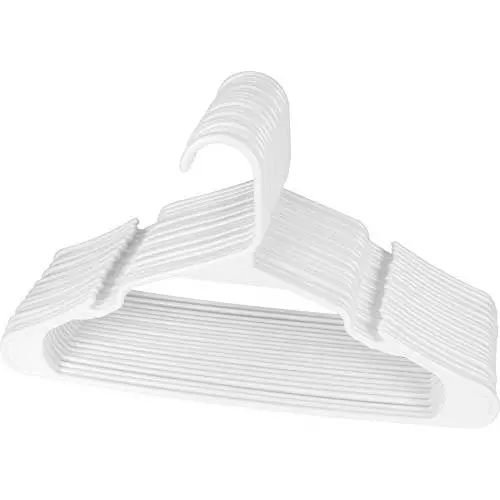 Utopia Home 20-Pack Plastic Hangers for Clothes - Space Saving Notched Hangers - White