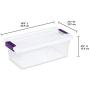 Sterilite 17511712 6 Quart/5.7 Liter ClearView Latch Box, Clear with Sweet Plum Latches, 12-Pack