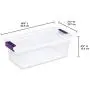 Sterilite 17511712 6 Quart/5.7 Liter ClearView Latch Box, Clear with Sweet Plum Latches, 12-Pack