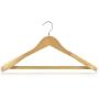 HANGERWORLD 3 Natural Wooden 17.7inch Coat Clothes Garment Non Slip Pants Bar Hangers Broad Shoulder Support
