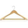 HANGERWORLD 3 Natural Wooden 17.7inch Coat Clothes Garment Non Slip Pants Bar Hangers Broad Shoulder Support