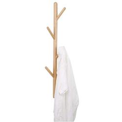 LOHO Natural Wood Coat Rack Wall Mounted 4 Hooks Hat Clothes Scarves Rack Door Entryway Hanger Hall Tree (Wood, Beech)